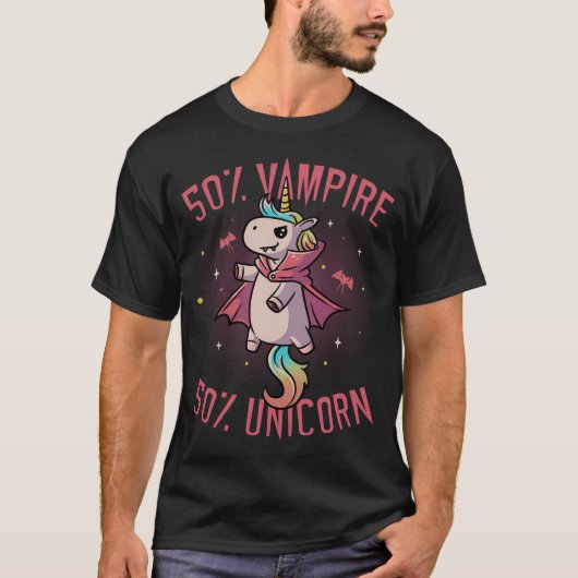 T-shirt Vampire Unicorn Funny Cute Éffrayant (Devant)