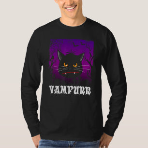 T-shirt Vampurr Vintage Rétro Vampire Chat noir Halloween