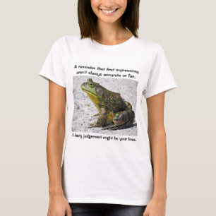 T-shirt van een bullfrog met een boodschap