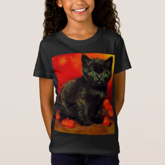 T-Shirt Van Gogh Black Kitten (Devant)