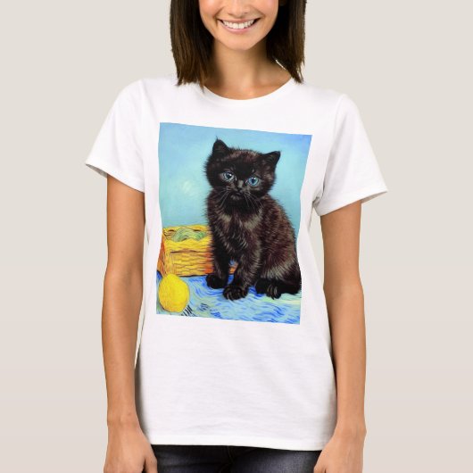 T-shirt Van Gogh Black Kitten avec fils (Devant)