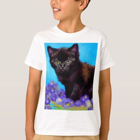 T-shirt Van Gogh Chat et fleurs (Devant)