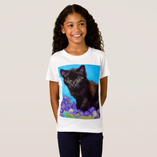 T-Shirt Van Gogh Chat et fleurs (Devant entier)