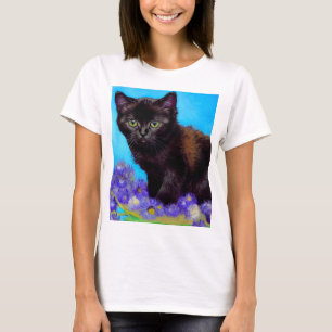 T-shirt Van Gogh Chat et fleurs