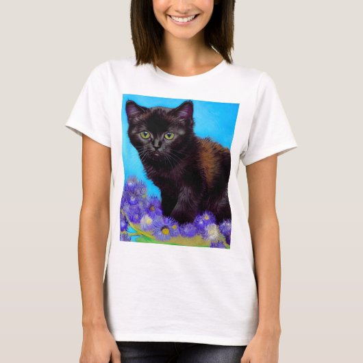 T-shirt Van Gogh Chat et fleurs (Devant)