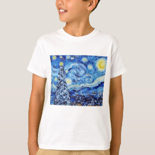 T-shirt Van Gogh - La Nuit étoilée - Art de Noël blanc