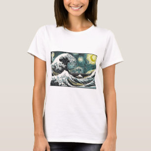 T-shirt Van Gogh la nuit étoilée - Hokusai la grande vag