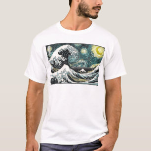 T-shirt Van Gogh la nuit étoilée - Hokusai la grande vague