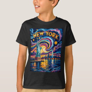 T-shirt Van Gogh Nuit Étoilée Art New York Liberté Horizon