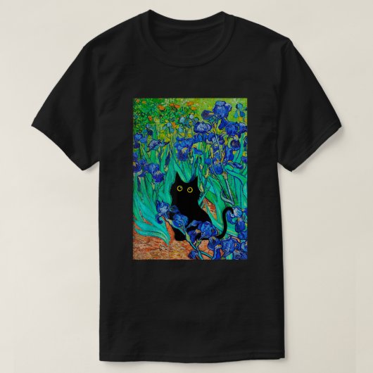 T-shirt Van Gogh Peintures Irises Fleurs Cat Les Iris Cat (Design devant)