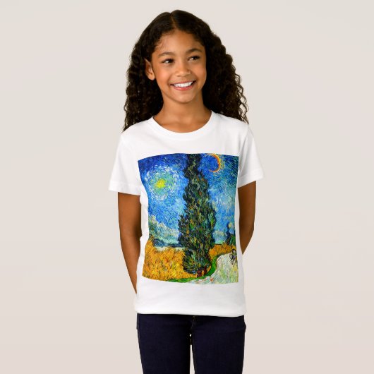 T-Shirt Van Gogh Road avec Cypress et Star (Devant entier)