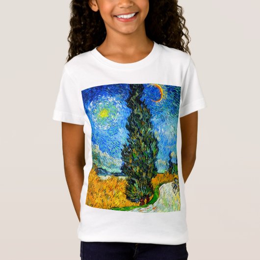 T-Shirt Van Gogh Road avec Cypress et Star (Devant)