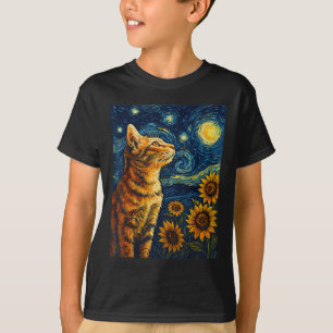 T-shirt Van Gogh Starry Chat de nuit Shirt Van Gogh Peintu