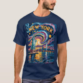 T-shirt Van Gogh Starry Night Art New York Liberty Skyline (Devant)