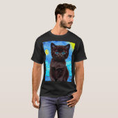 T-shirt Van Gogh Starry Night Black Cat (Devant entier)
