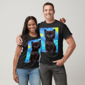 T-shirt Van Gogh Starry Night Black Cat (Unisexe)