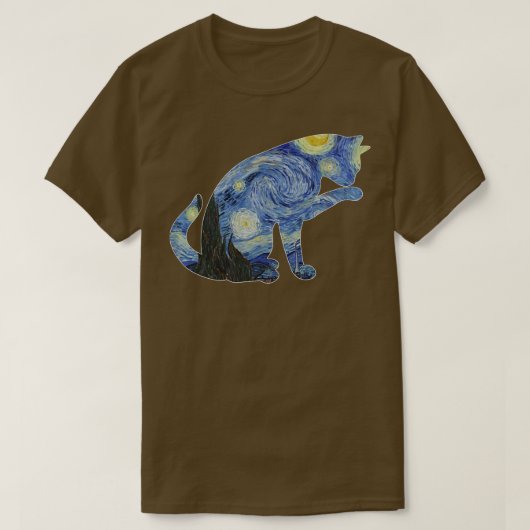 T-shirt Van Gogh Starry Night Cat Art Van Gogh Peinture Ae (Design devant)