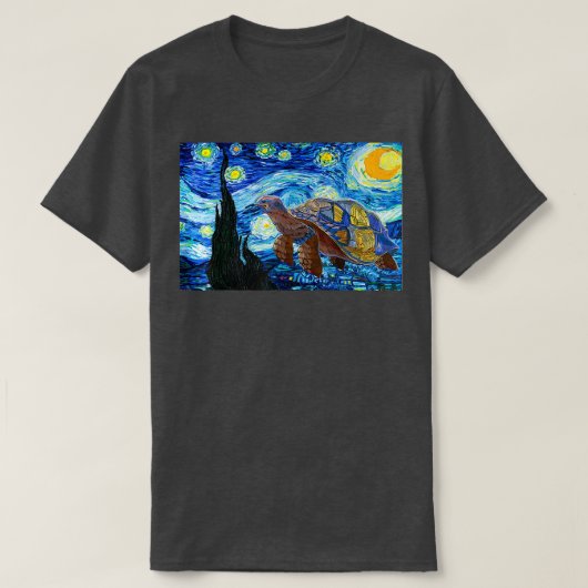 T-shirt Van Gogh Starry Night Sea Turtle Art Peinture (Design devant)