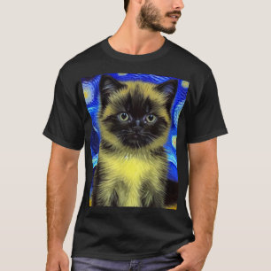 T-shirt Van Gogh Starry Nuit Siamese Cat