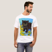 T-shirt Van Gogh Style Chat avec tournesol (Devant entier)