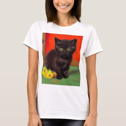 T-shirt Van Gogh Style Chat noir (Devant)
