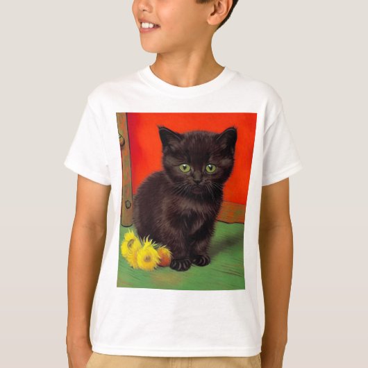 T-shirt Van Gogh Style Chat noir (Devant)