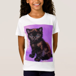T-Shirt Van Gogh Style Chat pourpre