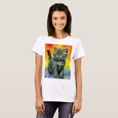 T-shirt Van Gogh Style Chat Sunset Beach (Devant entier)