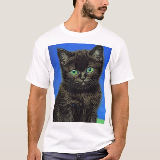 T-shirt Van Gogh Style Kitten noir (Devant)