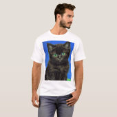 T-shirt Van Gogh Style Kitten noir (Devant entier)