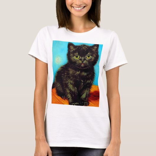 T-shirt Van Gogh Style Pouting Kitten (Devant)