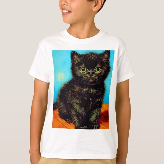 T-shirt Van Gogh Style Pouting Kitten (Devant)
