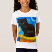 T-Shirt Van Gogh Style Starry Night Cat (Devant)