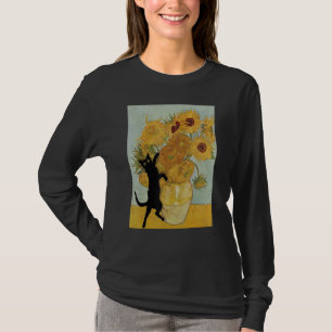 T-shirt Van Gogh Sunflowers Drôle peinture d'art de chat