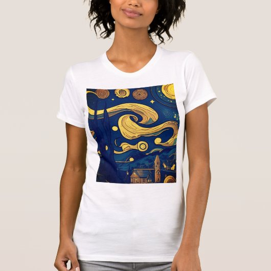 T-shirt Van Gogh Tshirt, nuit étoilée générée par l'IA (Devant)