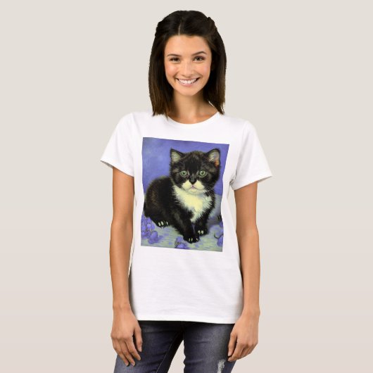 T-shirt Van Gogh Tuxedo Kitten (Devant entier)
