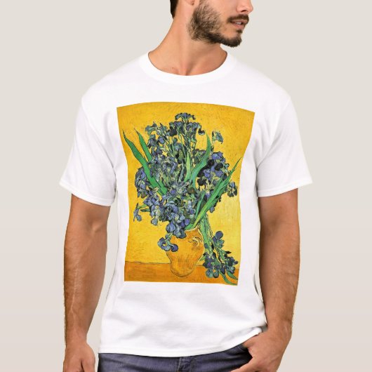 T-shirt Van Gogh - Vase avec iris Fond jaune (Devant)