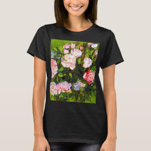T-shirt Van Gogh Vie morte avec des roses roses roses