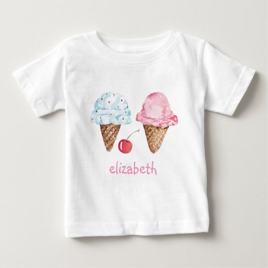 T-SHIRT VAN KINDEREN: ICE CREAMS + NAME (Voorkant)