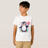 T-shirt van kinderen met Schattigee pinguïn print (Voorkant volledig)