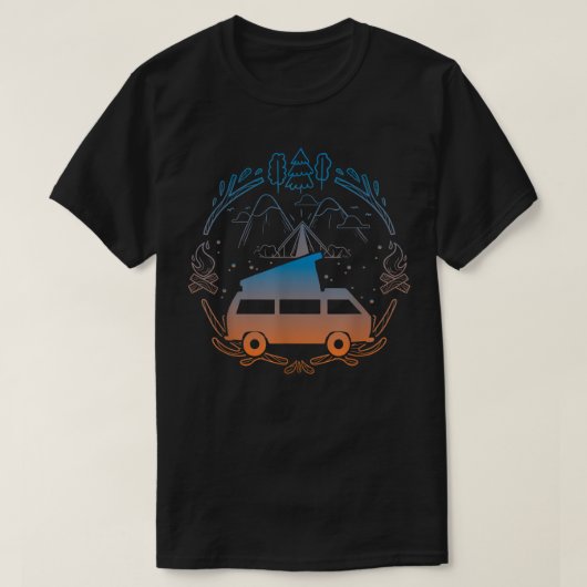 T-shirt Van Life Design - Vanagon Van Bus Dipper Campfire (Design devant)