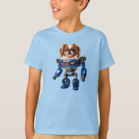 T-shirt van Pekingese Robot Kind (Voorkant)