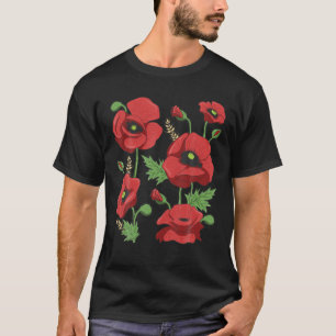 T-shirt van rode papavers -  papaverbloem van de k