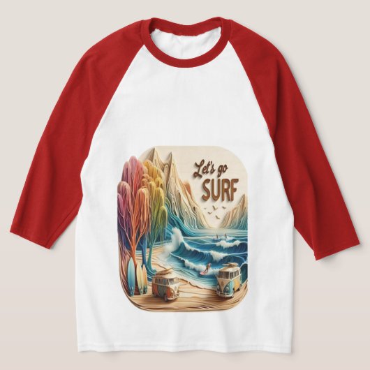 T-shirt Van Stationné avec planches de surf sur Sandy Shor (Poser)