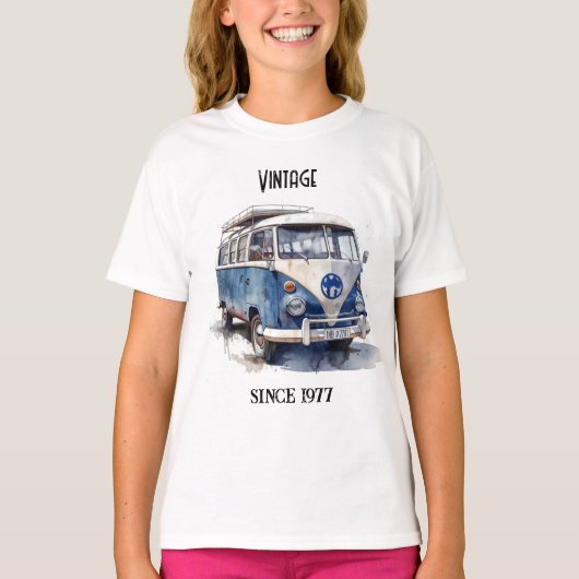 T-shirt Van vintage dans Delft Blue personnalisable (Devant)