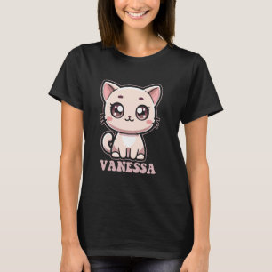 T-shirt Vanessa Cute Kitty Cat Design pour filles Nom Vane