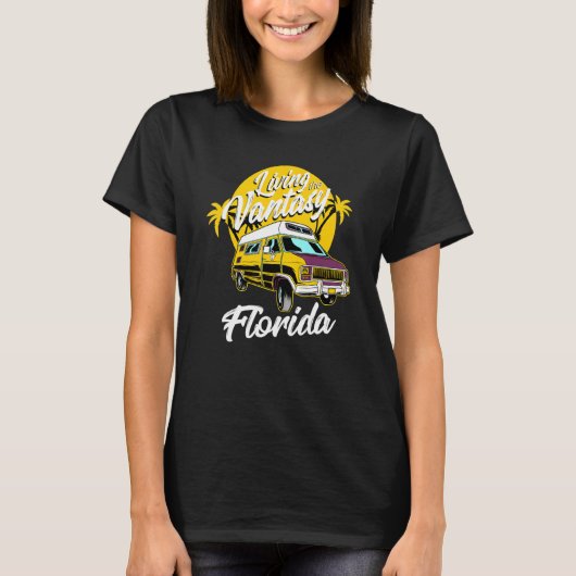 T-shirt Vanner Living The Van Life Camping Florida Retro (Devant)
