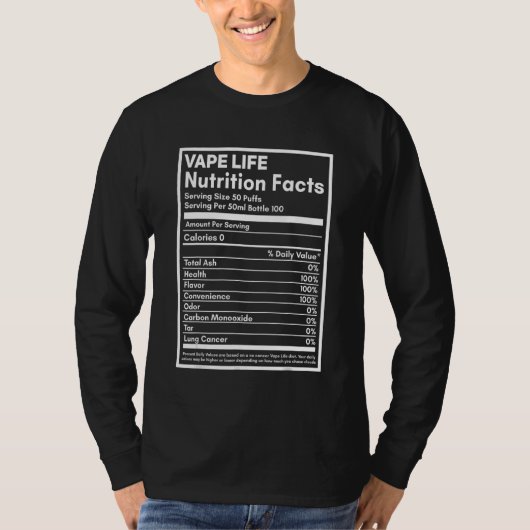 T-shirt Vape Life Nutrition Facts Label (Devant)