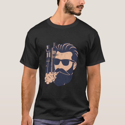 T-shirt Vape Vaping Porté Homme E-Cigarette (Devant)