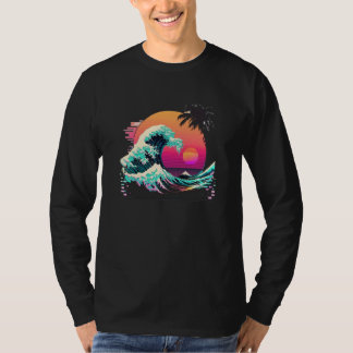 T-shirt Vaperwave Aesthetic Glitch Great Wave Retrowave Sy
